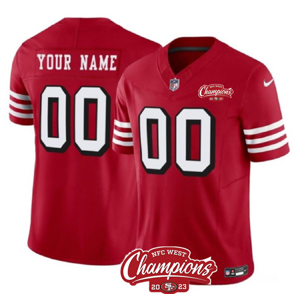 San Francisco 49ers Custom Red 2023 F.U.S.E. NFC West Champions Patch Alternate Stitched Jersey - Zenithce