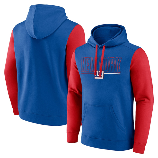 New York Giants Royal Red Outline Pullover Hoodie - Zenithce