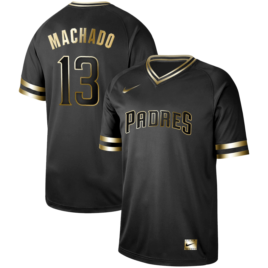 San Diego Padres #13 Manny Machado Black Gold Stitched Jersey - Zenithce