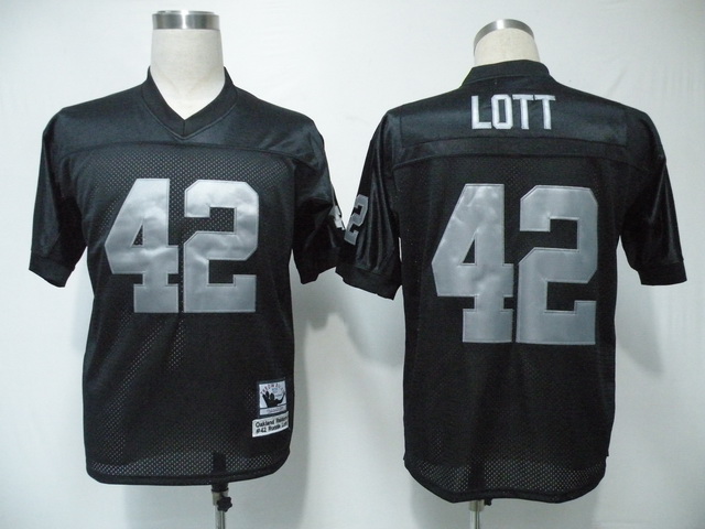 Mitchell Ness Raiders #42 Lott Black Stitched Throwback Jersey - Zenithce