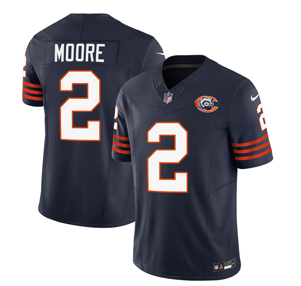 Chicago Bears #2 DJ Moore Navy 2023 F.U.S.E. Throwback Limited Stitched Game Jersey - Zenithce
