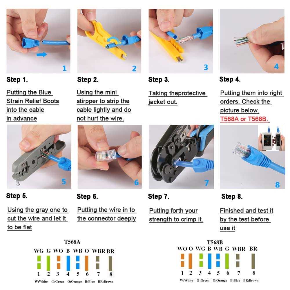 RJ45 Crimp Tool Pass Through Crimper Cutter for Cat6a Cat6 Cat5 Cat5e 8P8C Modular Connector Ethernet All-in-one Wire Tool - Zenithce