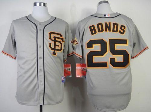 Giants #25 Barry Bonds Grey Cool Base Road 2 Stitched Jersey - Zenithce