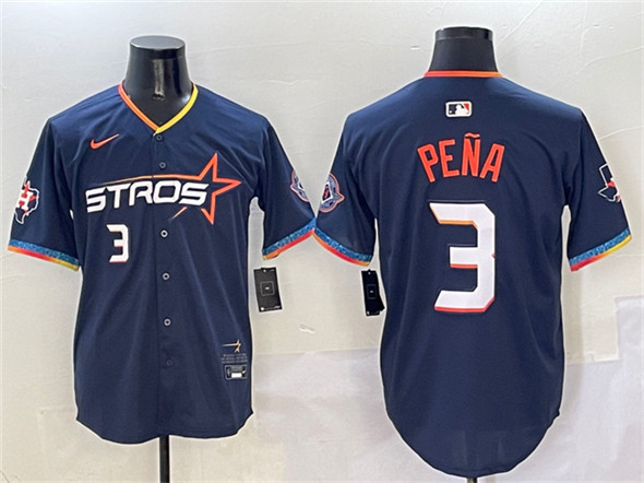 Houston Astros #3 Jeremy Pena Navy 2025 City Connect With Texas Patch Limited Stitched Jersey - Zenithce
