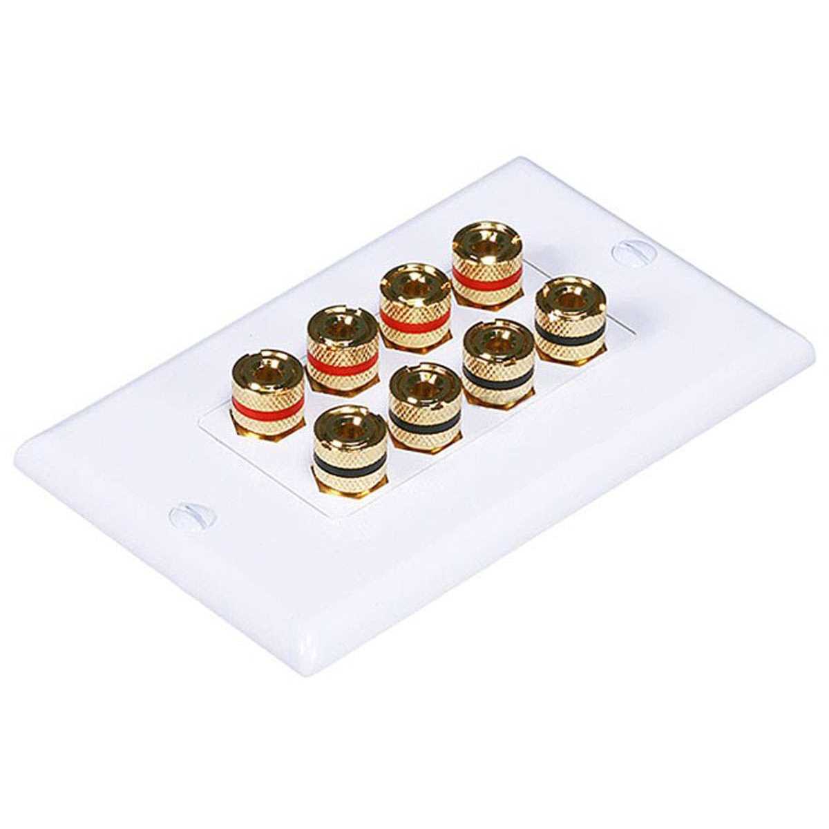Monoprice High Quality Banana Binding Post Two-Piece Inset Wall Plate for 2 Speakers - Zenithce