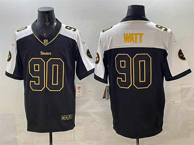 Pittsburgh Steelers #90 T.J. Watt Black White F.U.S.E. Vapor Untouchable Limited Stitched Jersey - Zenithce