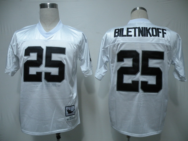 Mitchell Ness Raiders #25 Fred Biletnikoff White Stitched Throwback Jersey - Zenithce