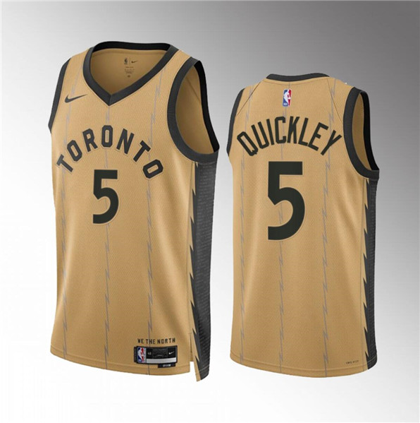 Toronto Raptors #5 Immanuel Quickley Gold 2023-24 City Edition Stitched Jersey - Zenithce