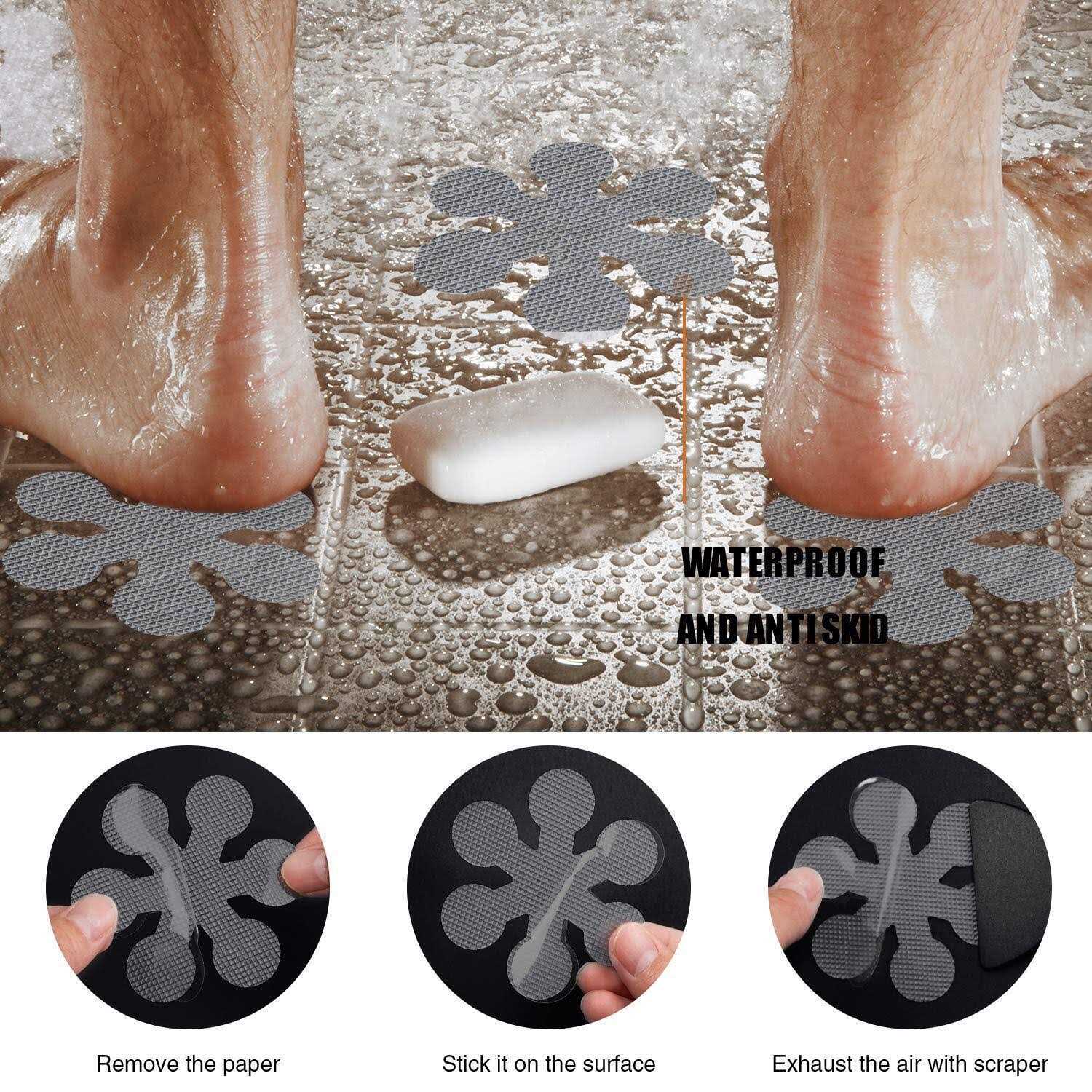 Secopad Bathtub Stickers Non-Slip 24 PCS Safety Shower Treads Adhesive Appliques with Premium Scraper - Zenithce