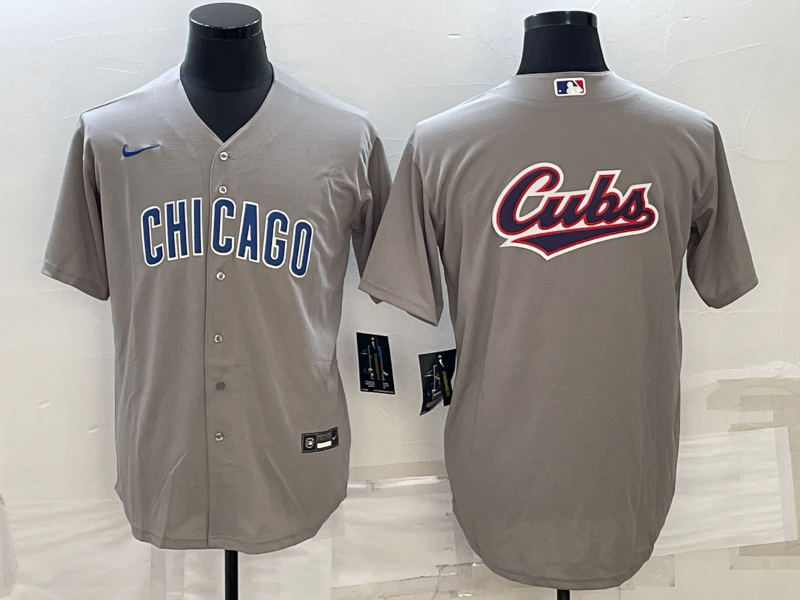 Chicago Cubs Gray Team Big Logo Cool Base Stitched Jersey - Zenithce