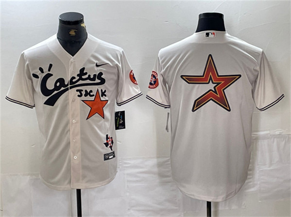 Houston Astros Team Big Logo Cream Cactus Jack Vapor Premier Limited Stitched Jersey - Zenithce