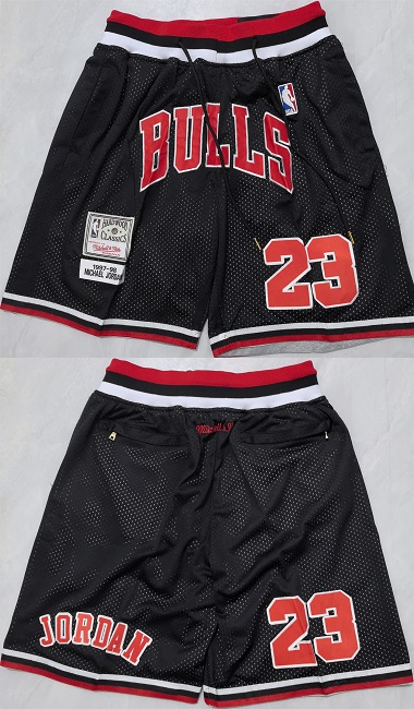 Chicago Bulls #23 Michael Jordan Black Shorts (Run Small) - Zenithce