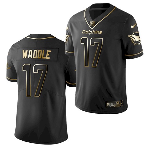 Miami Dolphins #17 Jaylen Waddle Black Golden Edition Stitched Jersey - Zenithce