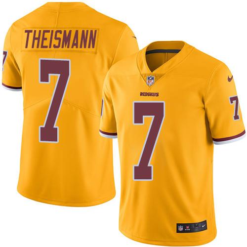 Redskins #7 Joe Theismann Gold Stitched Limited Rush Nike Jersey - Zenithce
