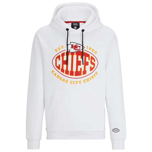 Kansas City Chiefs White BOSS X Touchback Pullover Hoodie - Zenithce