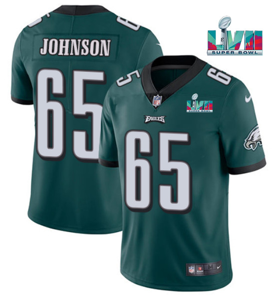 Philadelphia Eagles #65 Lane Johnson Green Super Bowl LVII Patch Vapor Untouchable Limited Stitched Jersey - Zenithce