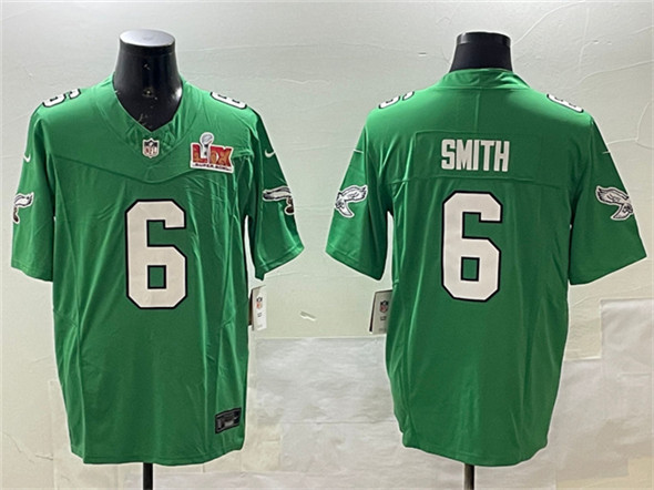 Philadelphia Eagles #6 DeVonta Smith Green 2025 Super Bowl LIX Patch F.U.S.E. Throwback Vapor Untouchable Limited Stitched Jersey - Zenithce