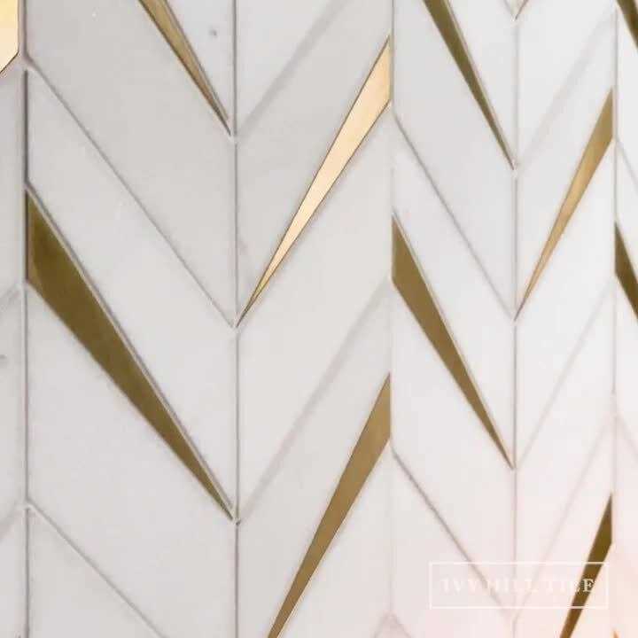 Ivy Hill Tile Love Lane 13.3 in. x 10.82 in. Polished Marble and Brass Wall Mosaic Tile - Zenithce