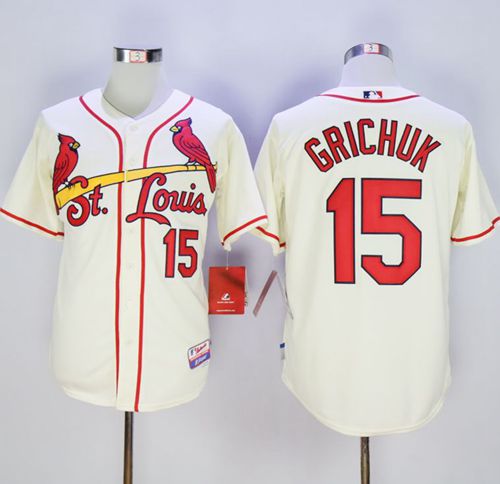Cardinals #15 Randal Grichuk Cream Cool Base Stitched Jersey - Zenithce