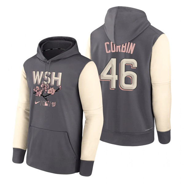 Washington Nationals #46 Patrick Corbin 2022 Grey City Connect Cherry Blossom Print Hoodie - Zenithce