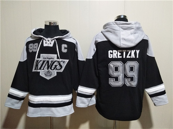 Los Angeles Kings #99 Wayne Gretzky Black Ageless Must-Have Lace-Up Pullover Hoodie - Zenithce