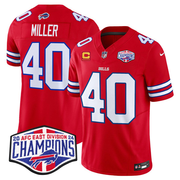 Buffalo Bills #40 Von Miller Red 2024-25 F.U.S.E. AFC East Division Champions With 4-Star C Patch Limited Stitched Jersey - Zenithce