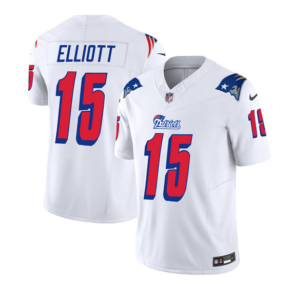 New England Patriots #15 Ezekiel Elliott White 2023 F.U.S.E. Vapor Limited Stitched Jersey - Zenithce
