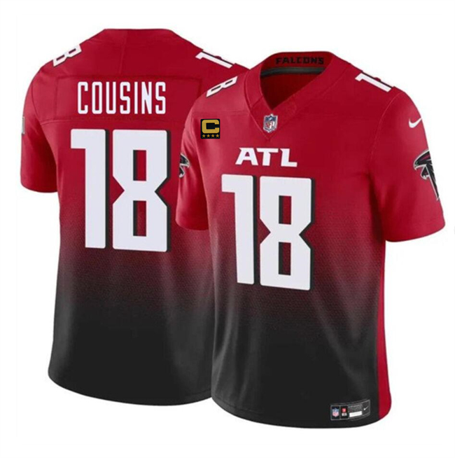 Atlanta Falcons #18 Kirk Cousins Red Black 2024 F.U.S.E With 4-Star C Patch Vapor Untouchable Limited Stitched Jersey - Zenithce