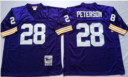 Mitchell And Ness Vikings #28 Adrian Peterson Purple Throwback Stitched Jersey - Zenithce