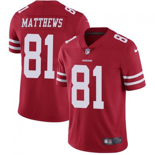 San Francisco 49ers #81 Jordan Matthews Red Vapor Untouchable Limited Stitched Jersey - Zenithce