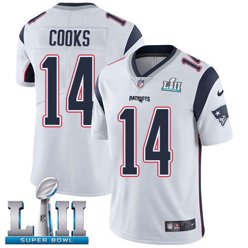 New England Patriots # 14 Brandin Cooks White Super Bowl LII Bound Game Jersey - Zenithce