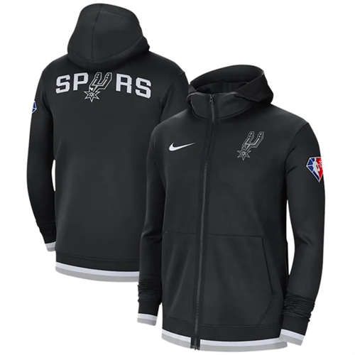 San Antonio Spurs Black 75th Anniversary Performance Showtime Full-Zip Hoodie Jacket - Zenithce