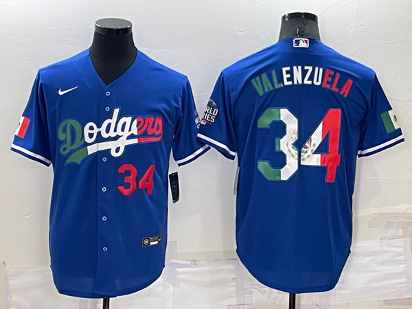 Los Angeles Dodgers #34 Toro Valenzuela Royal Mexico Cool Base Stitched Baseball Jersey - Zenithce