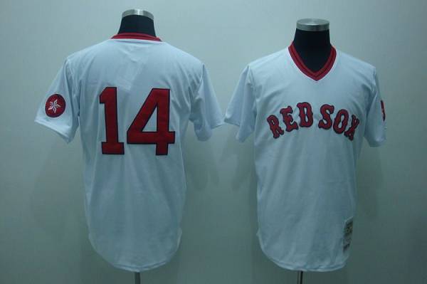 Mitchell And Ness Red Sox #14 Jim Rice Stitched White Throwback Jersey - Zenithce