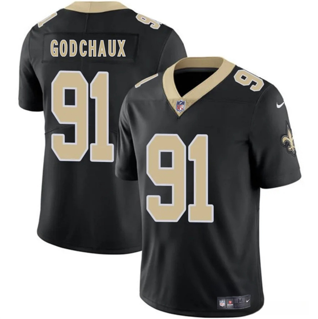 New Orleans Saints #91 Davon Godchaux Black 2025 Vapor Limited Stitched Jersey - Zenithce