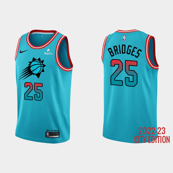 Phoenix Suns #25 Mikal Bridges 2022-23 Blue City Edition Stitched Jersey - Zenithce