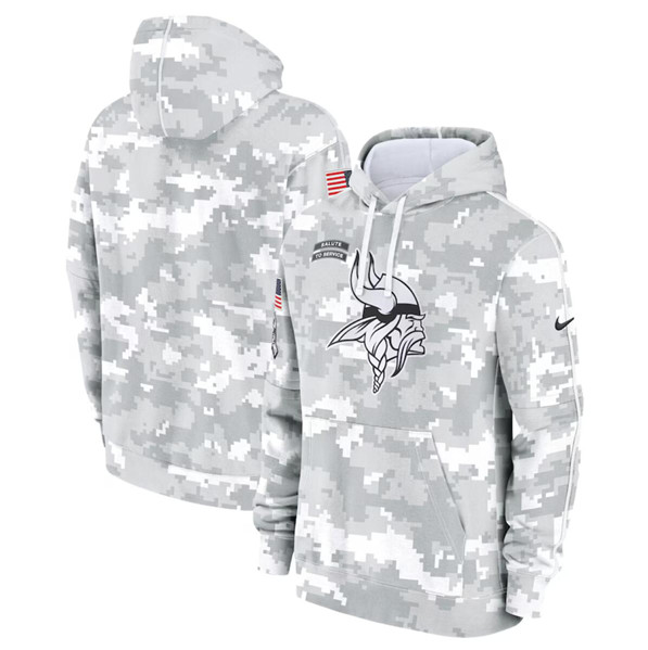 Minnesota Vikings 2024 Arctic Camo Salute To Service Club Fleece Pullover Hoodie - Zenithce
