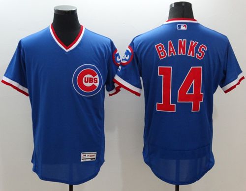 Cubs #14 Ernie Banks Blue Flexbase Authentic Collection Cooperstown Stitched Jersey - Zenithce