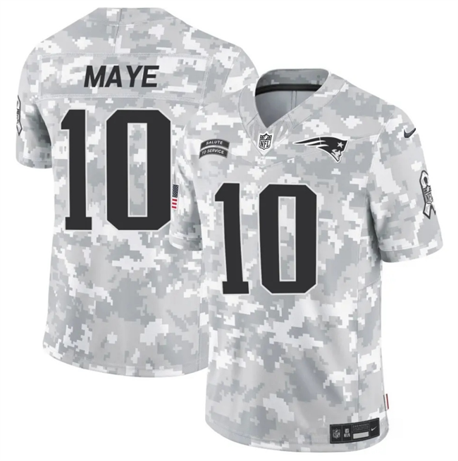 New England Patriots #10 Drake Maye 2024 F.U.S.E. Arctic Camo Salute To Service Limited Stitched Jersey - Zenithce