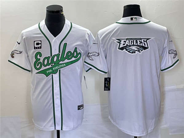 Philadelphia Eagles White Team Big Logo With C Patch Cool Base Stitched Jersey - Zenithce