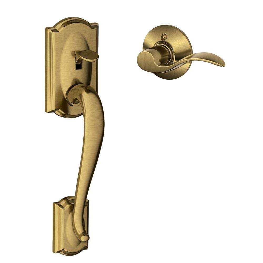 Schlage Fe285 CAM 716 GEO Camelot Front Entry Handleset with Georgian Knob - Zenithce
