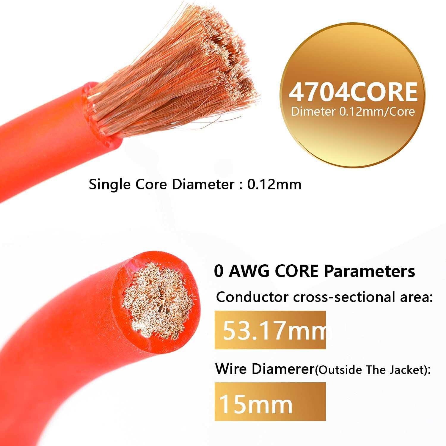 Topstronggear Gauge 25ft Black and 25ft Red Power/Ground Wire True AWG Power Wire-True Spec and Soft Touch Cable - Zenithce