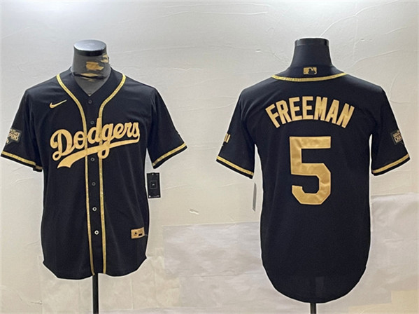 Los Angeles Dodgers #5 Freddie Freeman Black Gold 2024 World Series Champions Limited Stitched Jersey - Zenithce