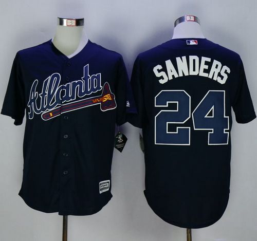 Braves #24 Deion Sanders Navy Blue New Cool Base Stitched Jersey - Zenithce