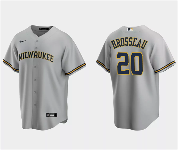 Milwaukee Brewers #20 Mike Brosseau Gray Cool Base Stitched Jersey - Zenithce