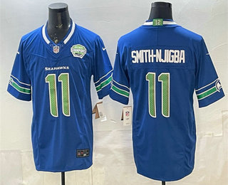 Seattle Seahawks #11 Jaxon Smith-Njigba Royal FUSE 2025 NFC West Champions Patch Limited Stitched Jersey - Zenithce