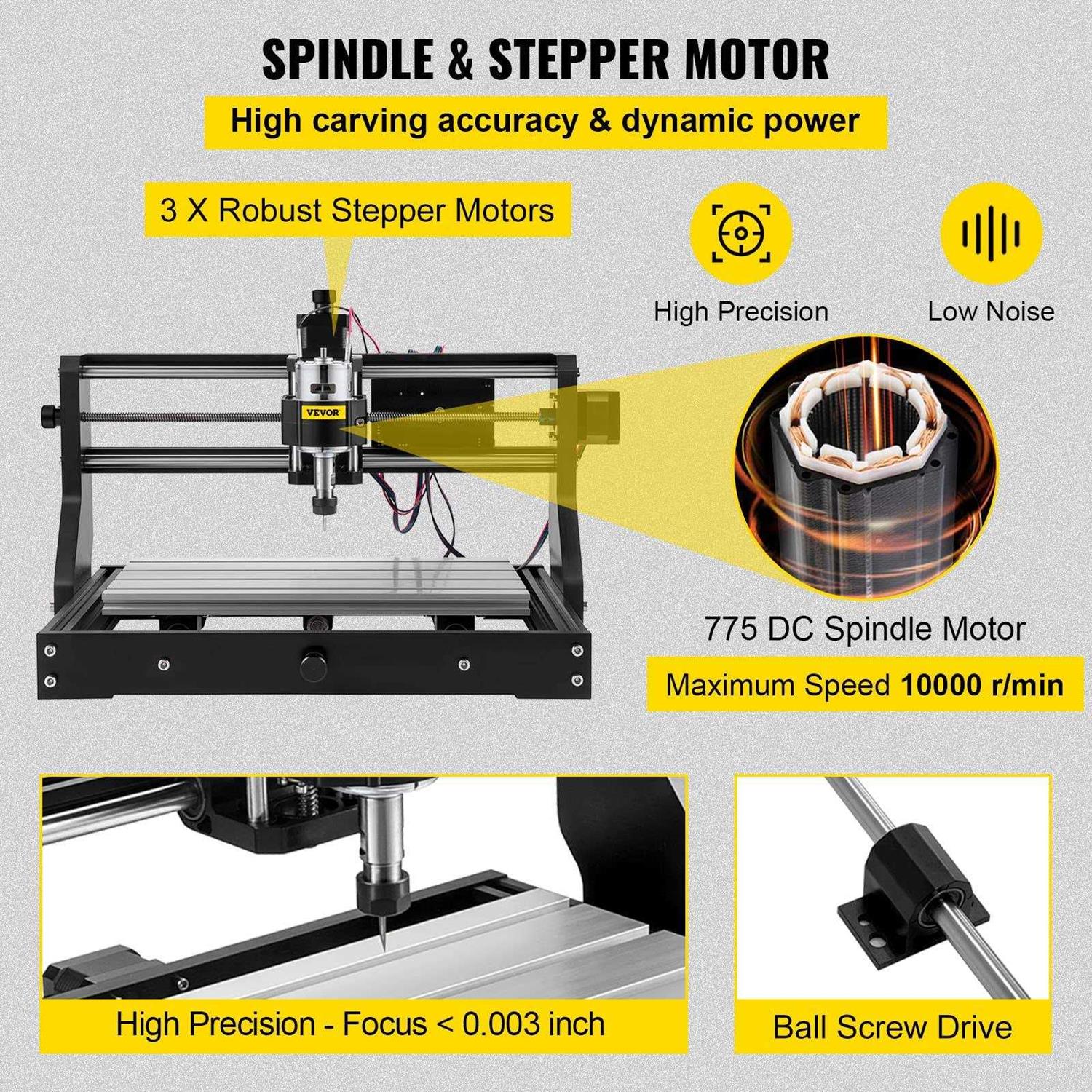 VEVOR CNC 3018-PRO Router Kit GRBL Control 3 Axis Plastic Acrylic PCB PVC Wood Carving Milling Engraving Machine - Zenithce