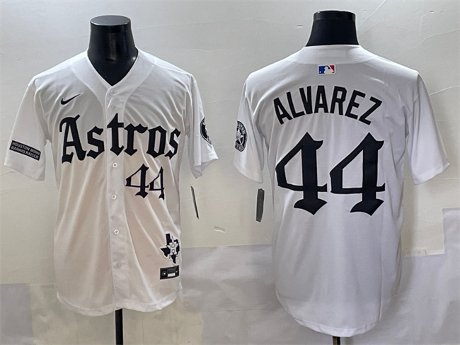 Houston Astros #44 Yordan Alvarez White Gothic 'Houston Born Barrio Raised' Limited Stitched Jersey - Zenithce