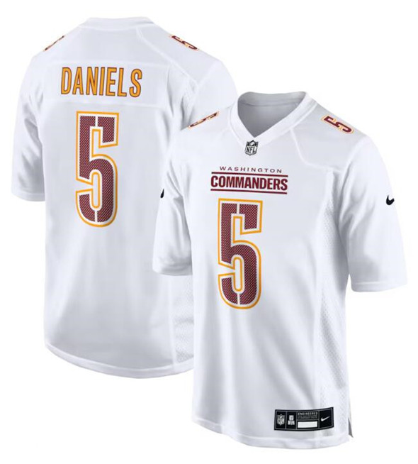 Washington Commanders #5 Jayden Daniels White Fashion Stitched Game Jersey - Zenithce