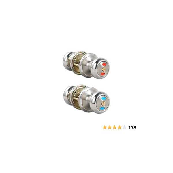 Mutex Bathroom Door Lock Knob, Color Indicator for Vacant or Occupied in Use Restroom - Zenithce